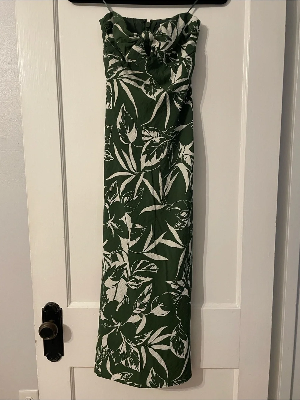 Abercrombie & Fitch Green and White Strapless Floral Maxi Dress